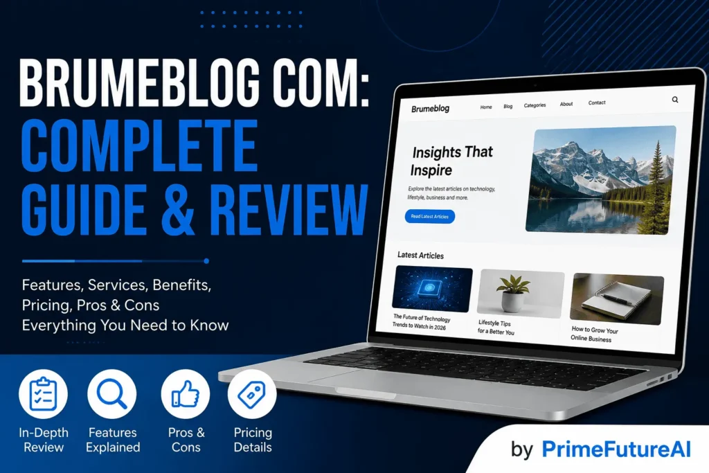 Brumeblog Com complete guide and review featuring website insights, features, pricing, pros and cons by PrimeFutureAI.