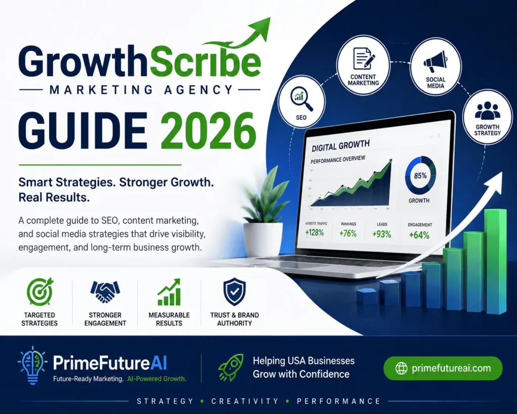 GrowthScribe Marketing Agency Guide 2026 by PrimeFutureAI.