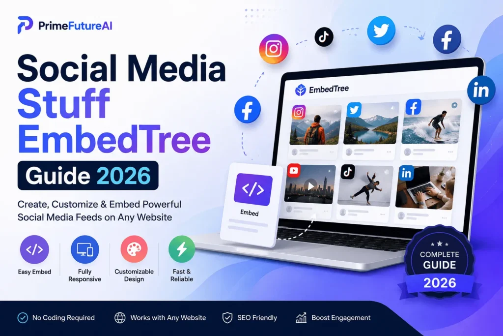 Social Media Stuff EmbedTree Guide 2026 by PrimeFutureAI – Complete Guide to Embedding Social Media Feeds on Websites.